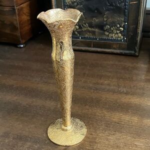 Vintage Glastonbury Lotus 22K Gold Overlay Bud Vase Daisy Fields